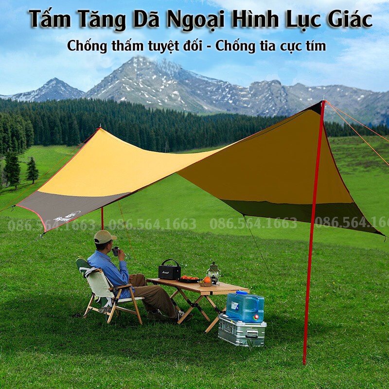 Tấm Tăng Dã Ngoại  - Tăng Che Lều Cắm Trại Du Lịch Hình Lục Giác Chống Nắng Chống Thấm Chống Tia UV - Bạt Che Lều