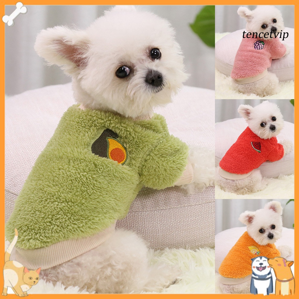 Áo sweatshirt giữ ấm thêu họa tiết trái cây hoạt hình đáng yêu dành cho thú cưng