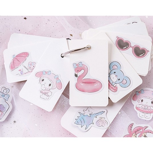 Hộp 45 miếng sticker mẫu thỏ hồng melody