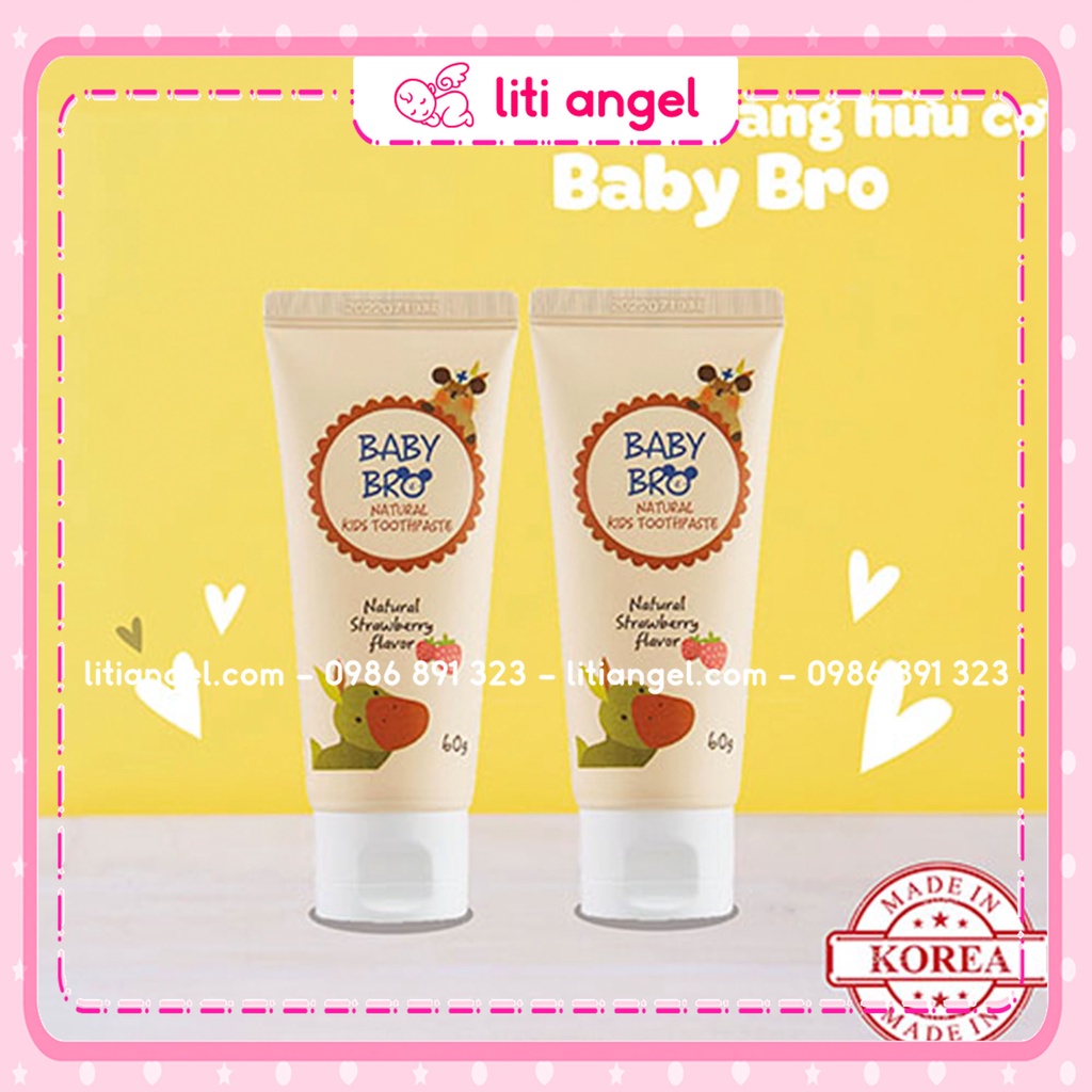 Kem Đánh Răng Cho Bé Nuốt Được Vị Trái Cây Baby Bro Hàn Quốc