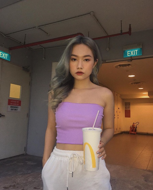 Áo Croptop Ống Trơn Cuốn Biên/TubeTop Basic Cuốn Biên Clip Thật