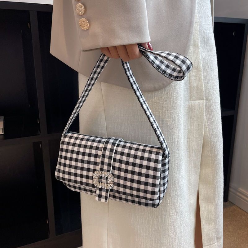 Túi Xách Đeo Vai / Kẹp Nách Hình Vuông Họa Tiết Kẻ Sọc Màu Sắc Tương Phản Thời Trang 2022 Cho Nữ