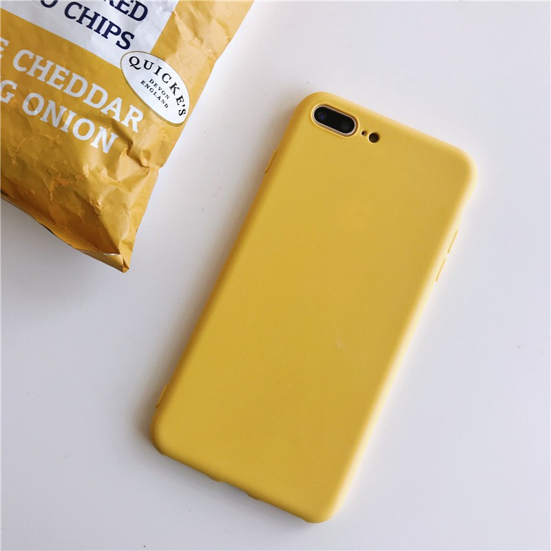 Ốp điện thoại nhựa mềm màu vàng trơn độc đáo cho Iphone 5/SE/6/6s/6+/6s+/7/7+/8/8+/X/XS/XR/Xsmax