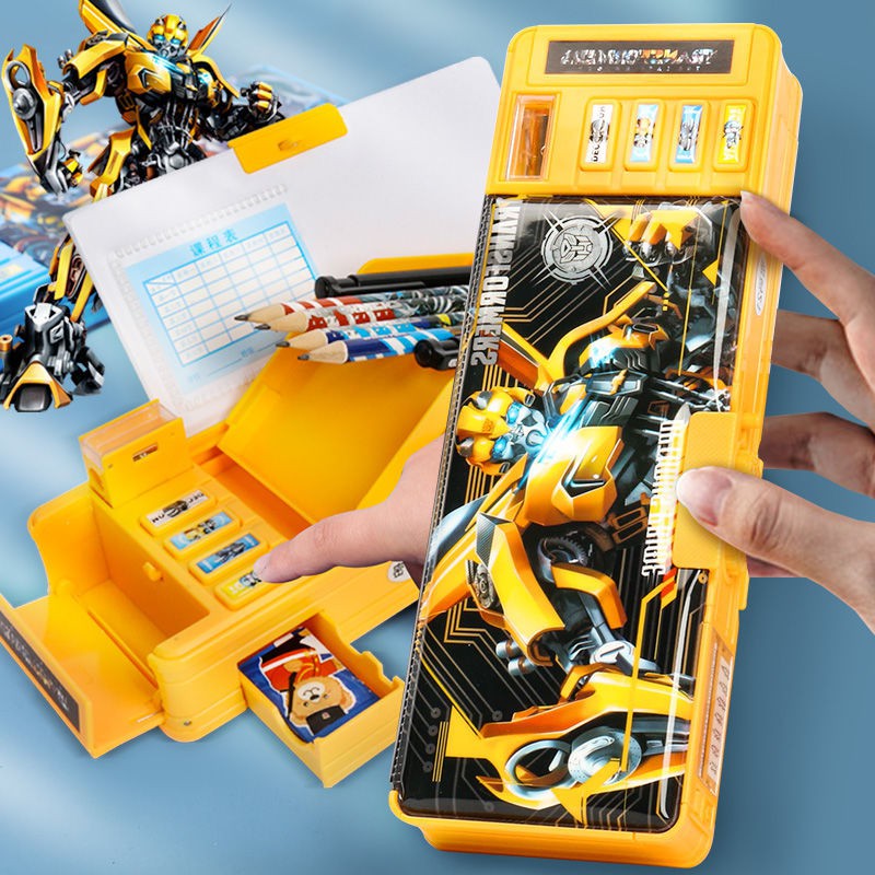 TRANSFORMERS Hộp Bút Đa Năng Có Khóa Mật Khẩu Hình Robot Transformer