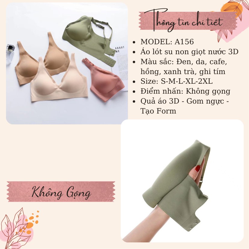 Áo ngực nữ su non không gọng 3D Vanvene chống hằn ngấn đệm mỏng phòng chống ung thư vú thoáng mát thấm hút mùa hè A156 | BigBuy360 - bigbuy360.vn