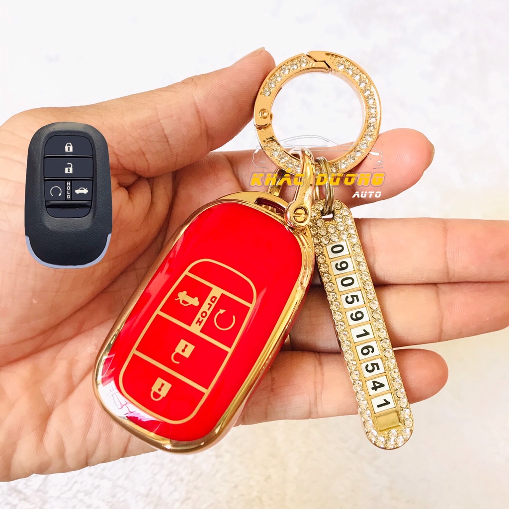 Ốp chìa khoá HONDA CIVIC - HRV 2022 TPU 4 nút đính đá nhân tạo sang trọng