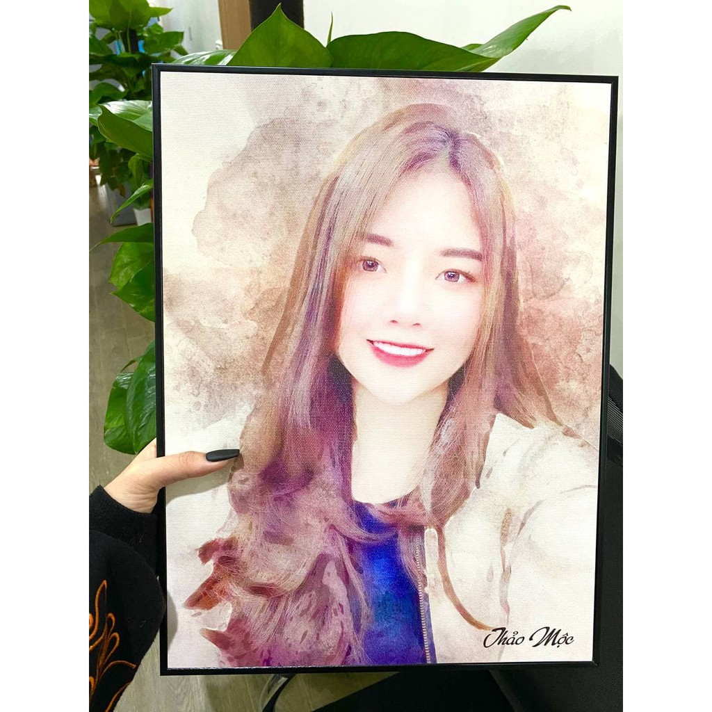 Tranh chân dung màu nước vẽ theo yêu cầu kích thước 40x60, 60x80- trước khi giao cho khách | BigBuy360 - bigbuy360.vn