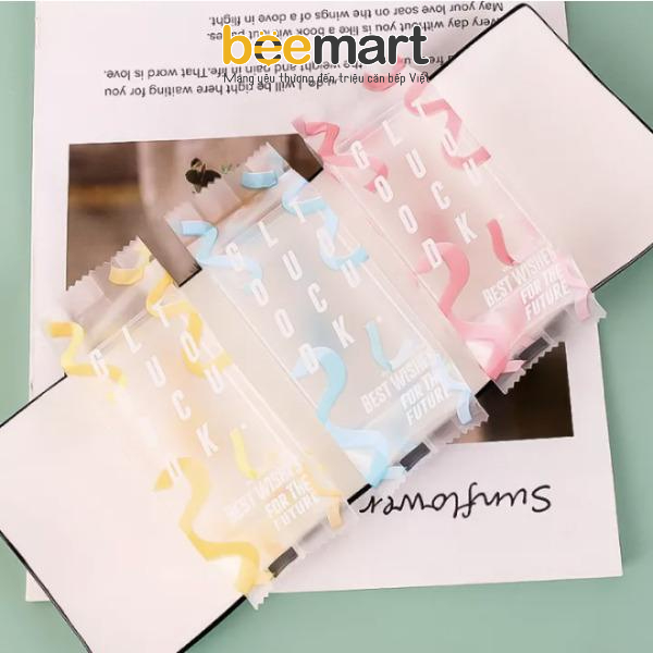 Túi đựng bánh dứa hoa tiết ruy băng sắc màu (100c)