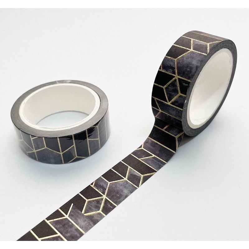 (Chiết theo chu kỳ) Băng dính washi tape hoạ tiết có mạ #4