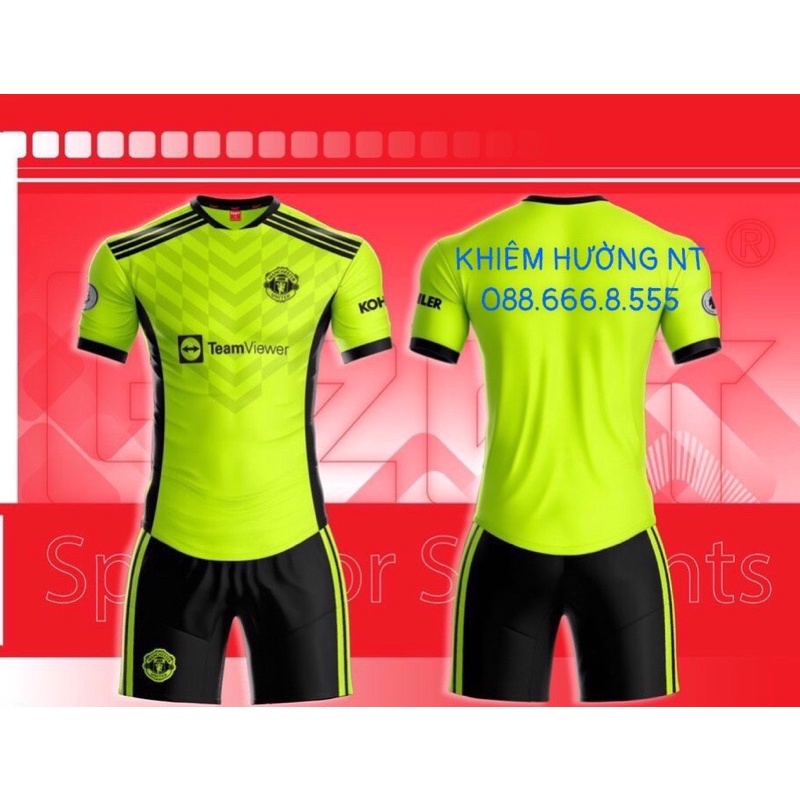 Áo Bóng Đá CLB”MU”Manchester United Xanh Chuối (Sân Khách,Sân Nhà) mùa giải 2022-2023