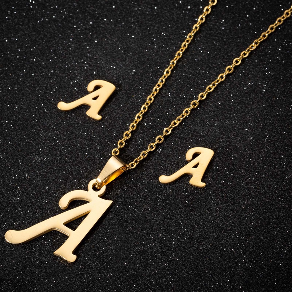 Set 26 Vòng Cổ Choker Và Bông Tai Hình Chữ Cái Cá Tính Cho Nữ