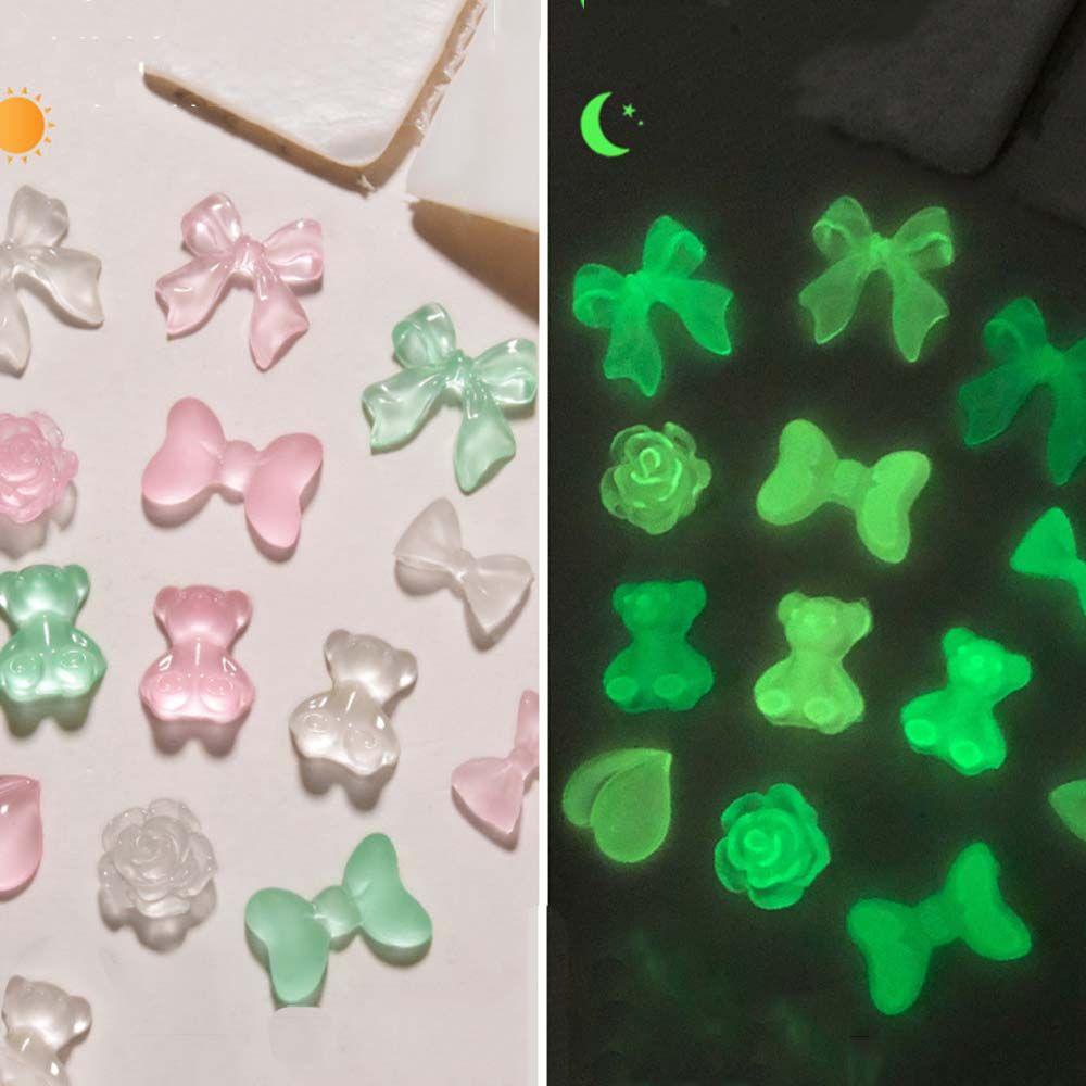 Phụ Kiện Trang Trí Móng Tay 3D Hình Gấu Dạ Quang Dễ Thương|Phụ Kiện Trang Trí Móng Tay Xinh Xắn
