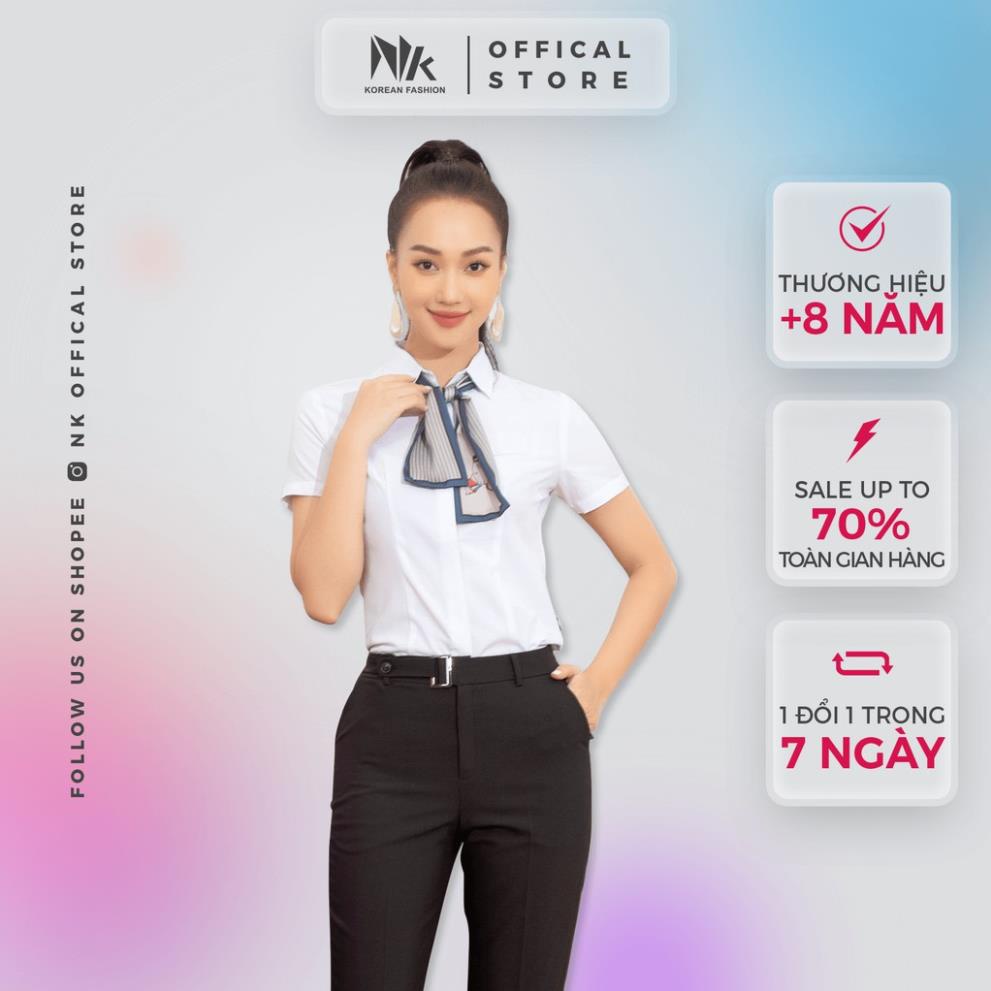 Áo Sơ Mi Nữ Công Sở Kiểu Dáng Ôm Thiết Kế Cao Cấp Trơn Tay Ngắn Vải Hàn Co Giãn Nhẹ NK FASHION NKSM2011007 !