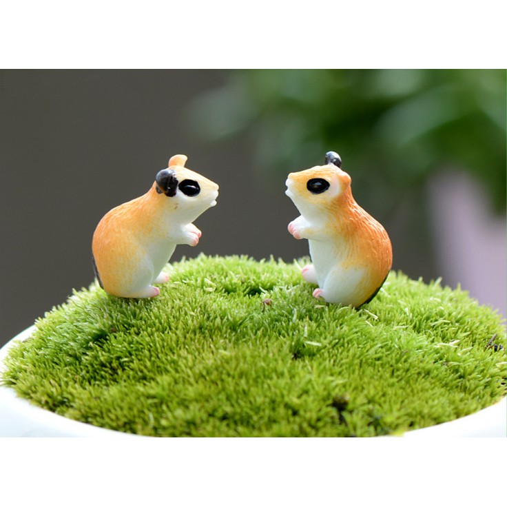 Combo đôi chuột hamster bear nhỏ xinh thích hợp trang trí tiểu cảnh, bonsai, móc khóa, DIY