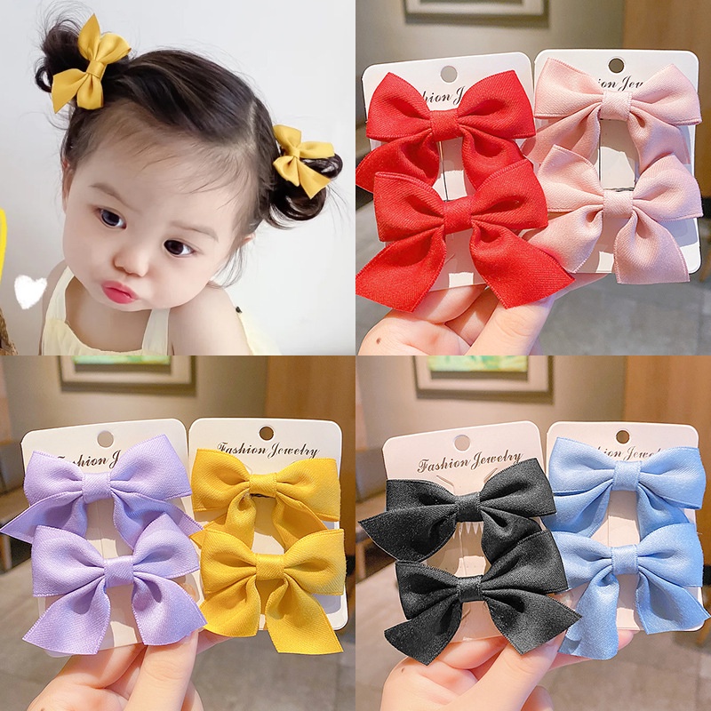 Set 2 kẹp tóc nơ nhỏ dễ thương tinh tế phong cách Hàn Quốc cho bé