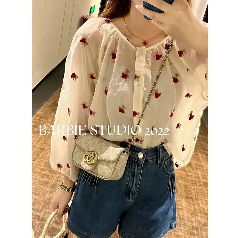 Áo Sơ Mi Nữ Tay Dài Thêu Hoa Chống Nắng Bảo Vệ