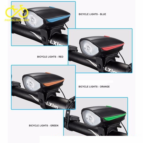 Đèn xe đạp led siêu sáng tích hợp còi chống nước chống bụi cao cấp- Gía đỡ điện thoại xe đạp