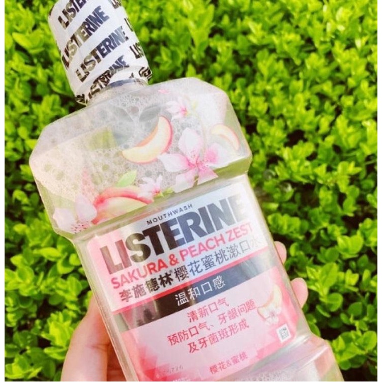 [HOT] Nước súc miệng LISTERINE mùi đào Sakura &amp; Peach thơm miệng ngừa sâu răng - 500 ml