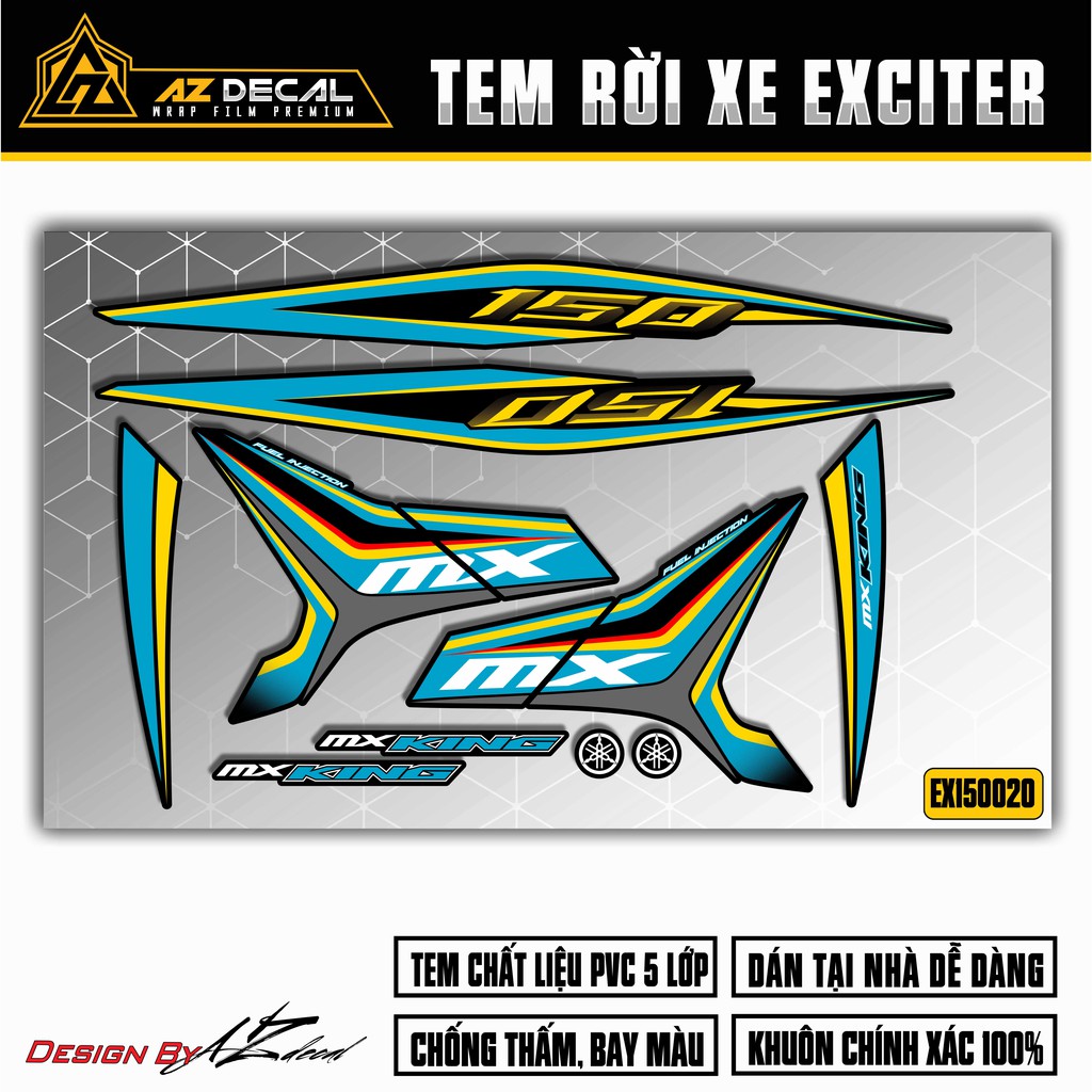 Tem Exciter 150 Mẫu MX King 03 | EX15020 | Tem Rời Ex 150 Dễ Dán Tại Nhà, Chống Nước, Chống Phai Màu