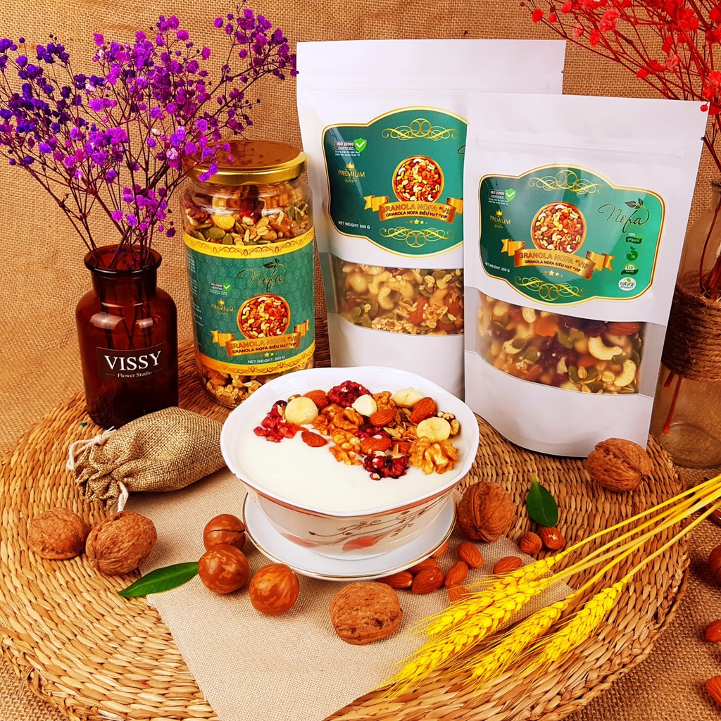 Granola siêu hạt NOFA 500g 90% hạt, nhiều Macca, Óc chó đỏ, Granola Ăn kiêng, Giảm cân | BigBuy360 - bigbuy360.vn