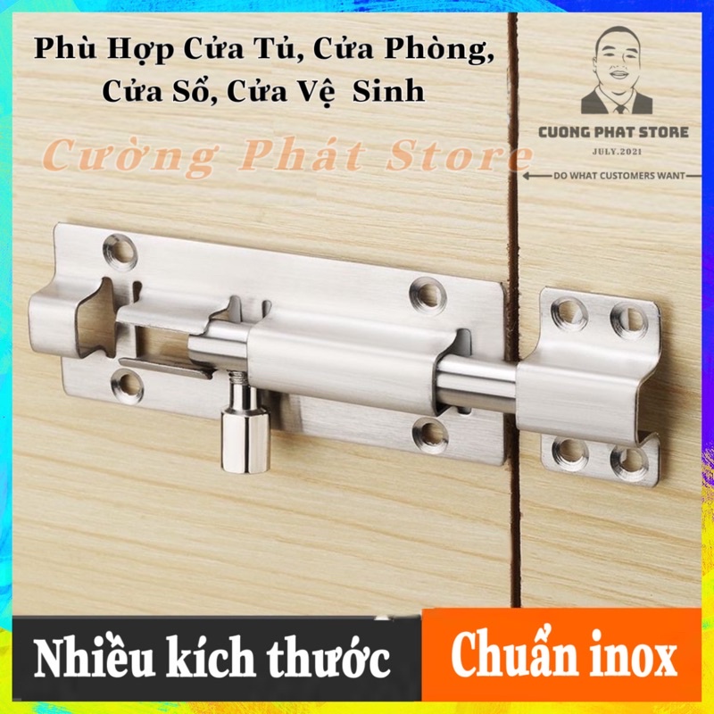 Chốt cài cửa inox dạng vuông, Then cài cửa ngang an toàn dùng cho cửa Toilet cửa sổ lách