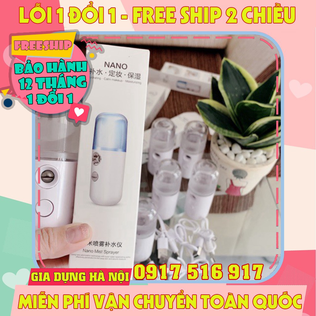 máy xông mặt xịt khoáng Nano, máy xông mặt phun sương mini 30ml sạc USB