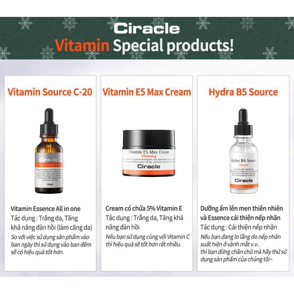 {GIÁ SHOCK] Kem dưỡng trắng da căng bóng Vitamin E5 max cream Ciracle