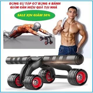 🥦Giảm cân tại nhà🥦 Dụng cụ tập cơ bụng, con lăn tập cơ bụng tại nhà 4 bánh - Tặng kèm thảm tập lót gối