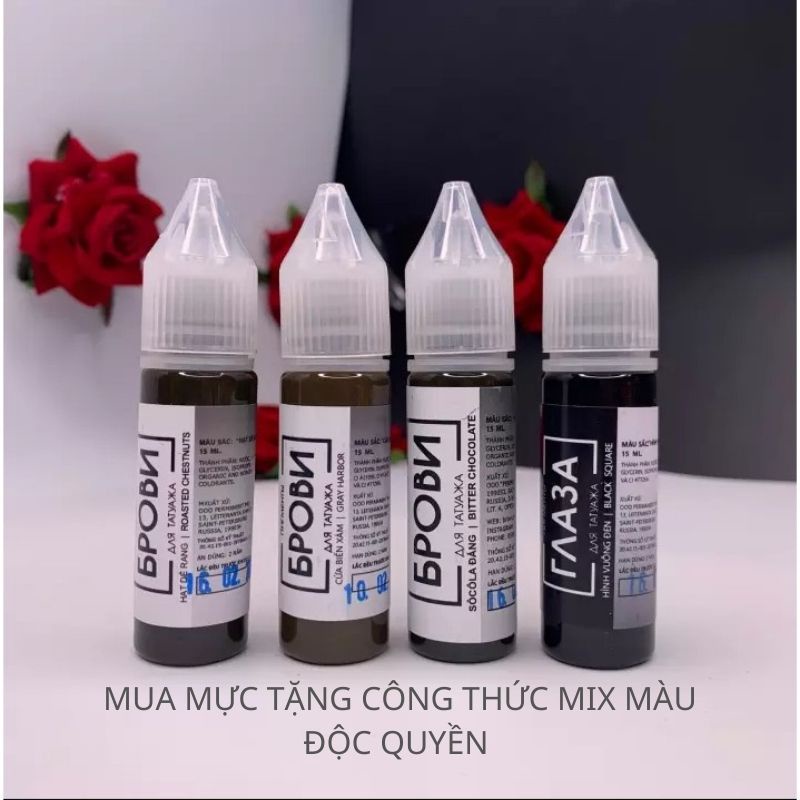 Mực Brovi cao cấp hữu cơ Bản Nga chính hãng chuyên đi sợi điêu khắc giữ màu 99%  15ml