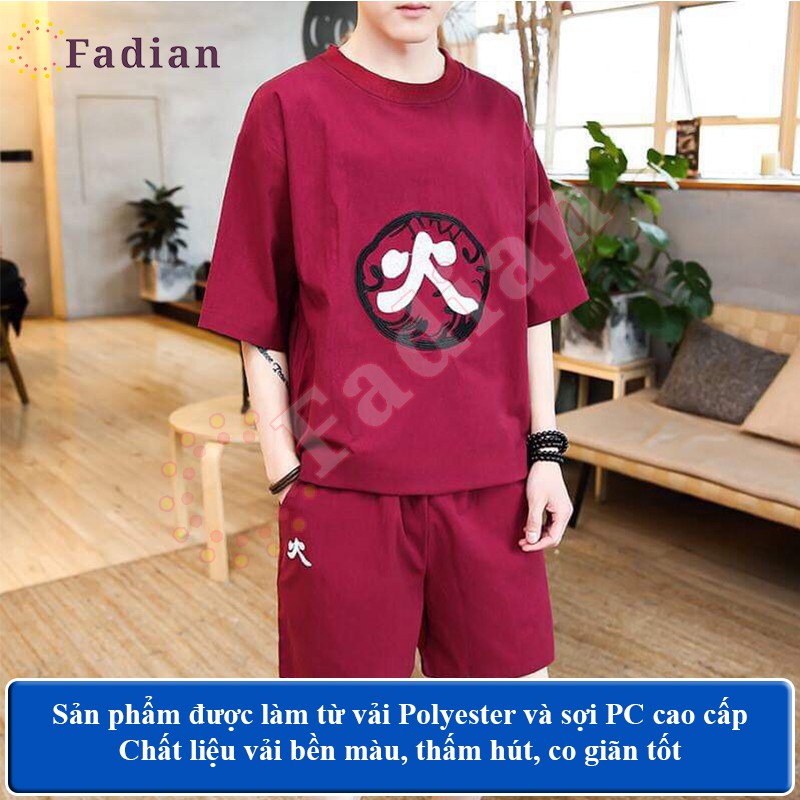 Đồ bộ nam, set quần áo thể thao nam nữ mặc nhà dáng Unisex form rộng tay lỡ, vải thun lạnh phối hoạ tiết THUỶ HOẢ THỔ | BigBuy360 - bigbuy360.vn