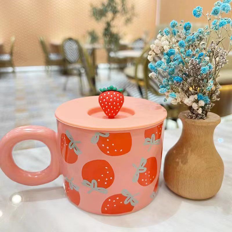 Cốc Uống Nước Bằng Sứ Có Nắp Đậy Dễ Thương Xinh Xắn Ttm206