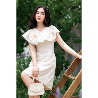 Váy cổ tim bèo ngực kem HT