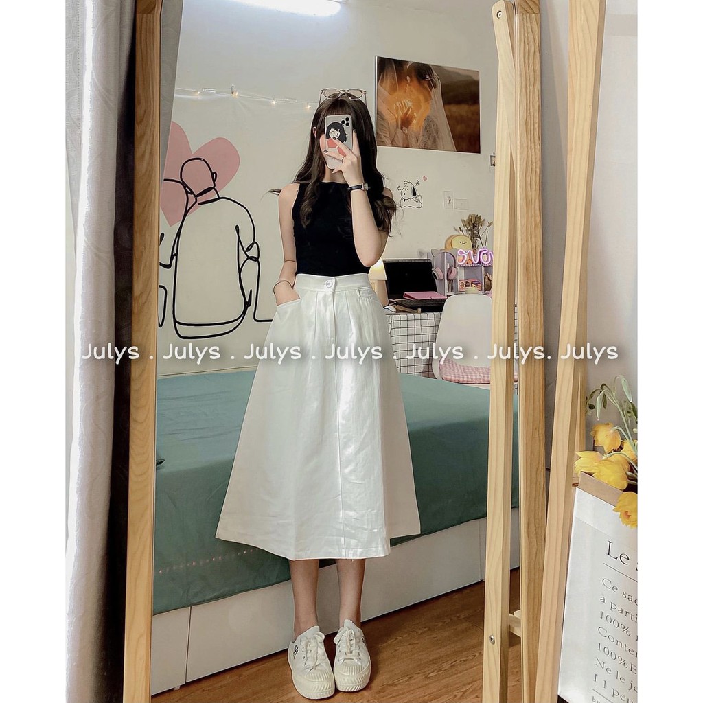 Chân Váy Kaki Dài Dáng Chữ A, cúc khóa trước, chun lưng sau ảnh video thật RetroStyle | BigBuy360 - bigbuy360.vn