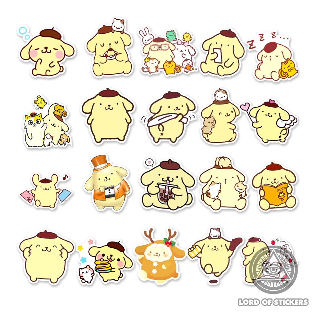 Set 50 Nhãn Dán Pom Pom Purin Sticker Nhân Vật Hoạt Hình Cute Chống Thấm Nước Trang Trí Mũ Bảo Hiểm, Laptop, Guitar, Sổ