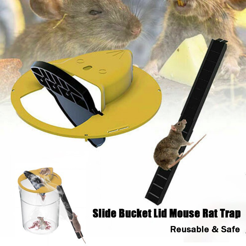 1 Pcs Auto Reset Mouse Trap Slide Bucket Lid Type Durable Rat Traps Flip Mousetrap Slide Bucket Lid Mouse Trap Multiple Plastic Smart Mouse Trap Humane or Lethal Trap Door Style Multi Catch
