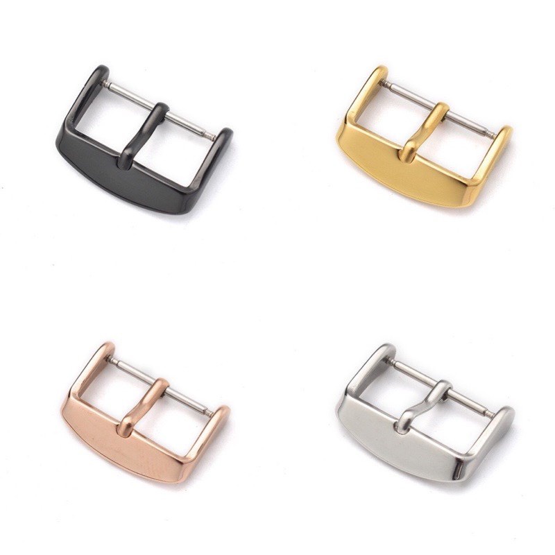 Khóa đồng hồ dây da cao cấp dạng khóa xiên, thép không gỉ mạ PVD sáng bóng bền màu