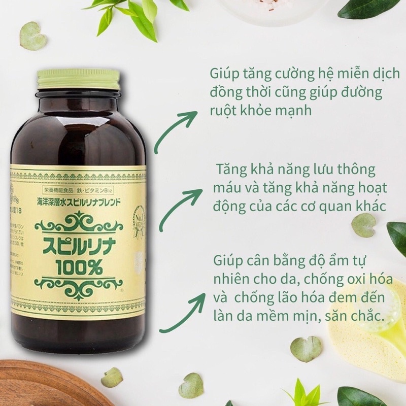 Tảo Xoắn Tem Đỏ 2200 viên Spirulina Nội Địa Nhật Bản