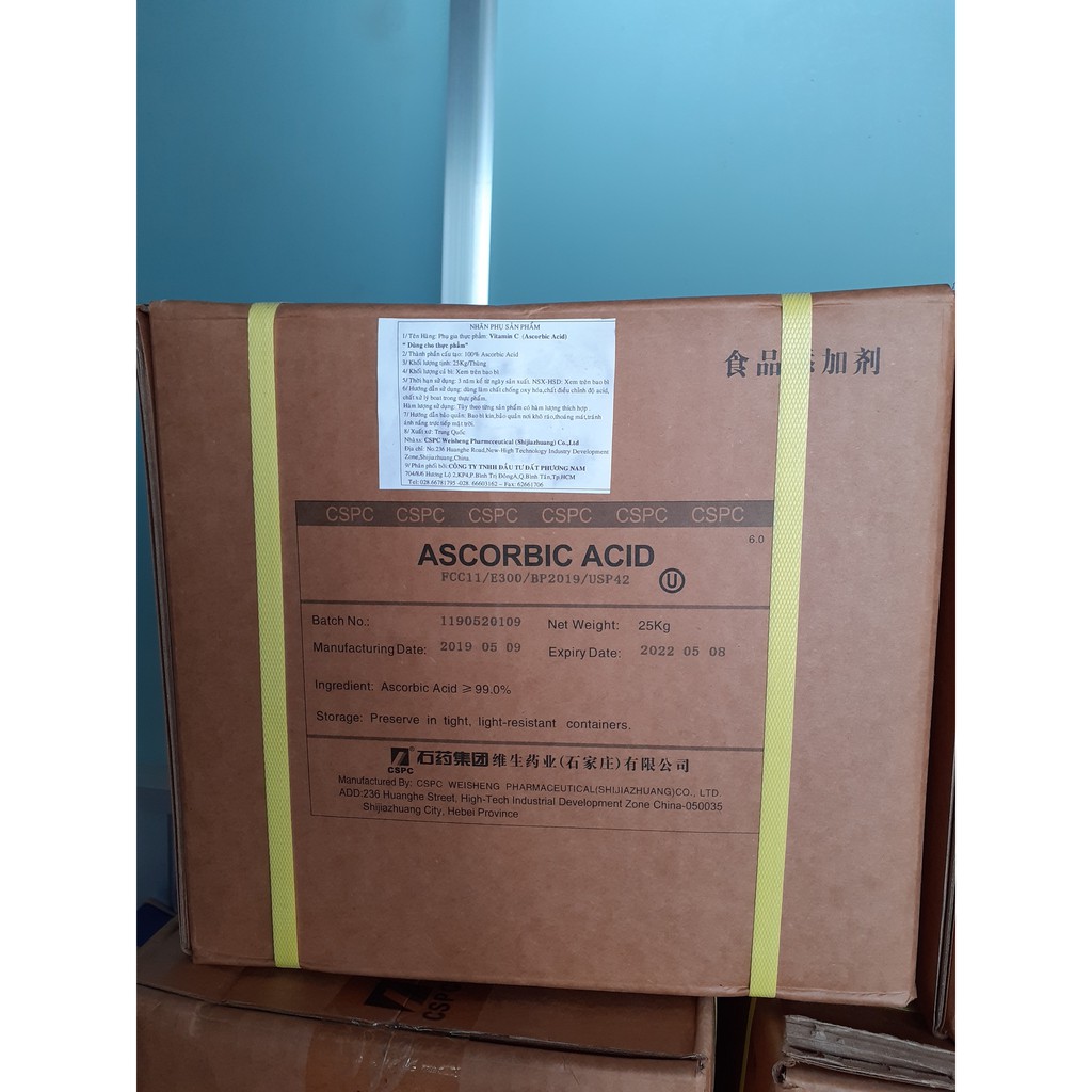 Ascorbic Acid-Vitamin C_Thùng 25Kg (Nguyên liệu dùng cho thực phẩm)