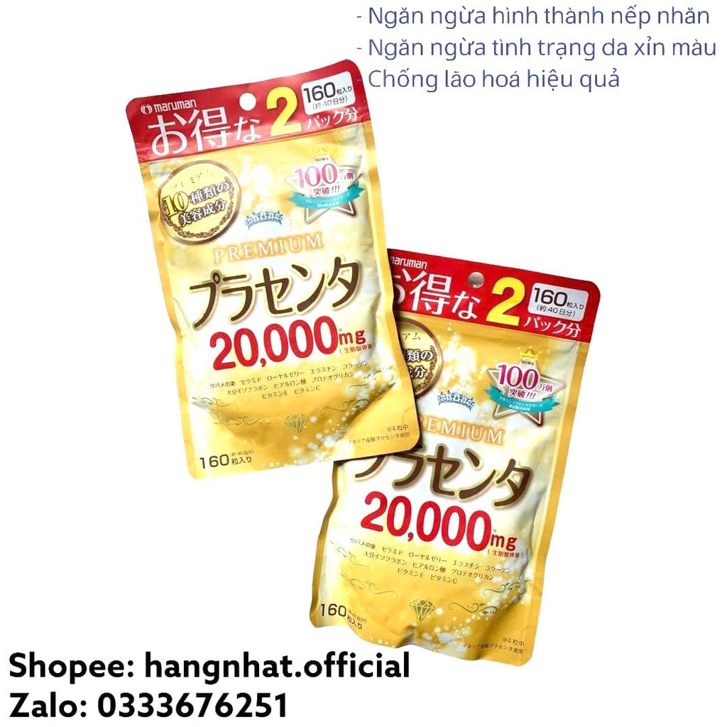 Viên uống nhau thai trẻ hoá làn da Maruman Placenta chính hãng của Nhật