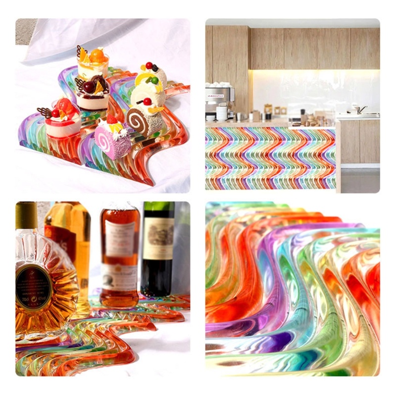Sa Khuôn Silicon Tạo Hình Gợn Sóng Màu Cầu Vồng Trang Trí Bàn Ăn Trong Nhà
