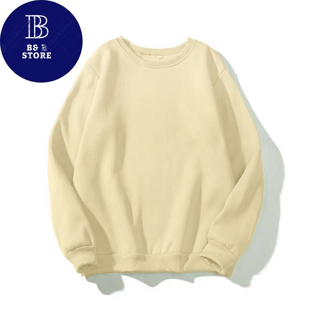 Áo sweater trơn nam nữ form rộng, áo tay dài unisex nỉ bông dày mềm mịn
