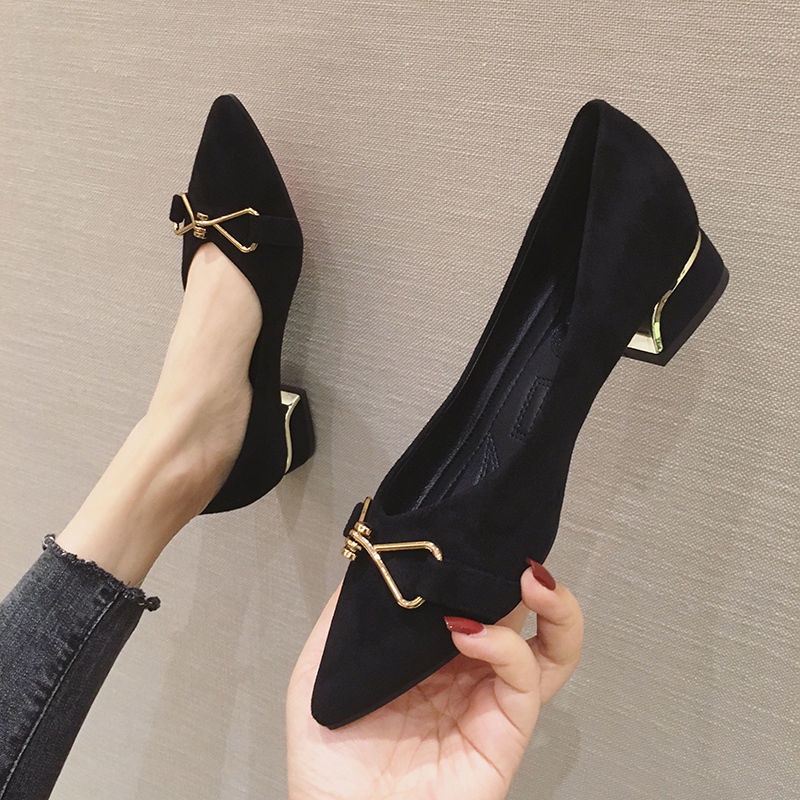 Giày công sở màu đen 2.5cm thời trang nữ 2021
