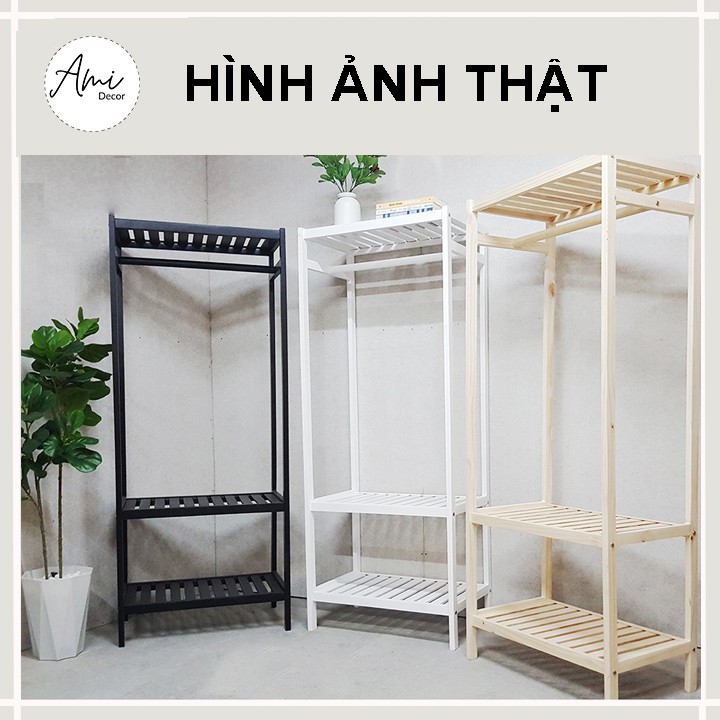 Tủ, kệ treo quần áo 1 buồng  Hàn Quốc - decor trang trí shop thời tra phòng ngủ - tủ gỗ thông tự nhiên 150 x 75 x 35 cm