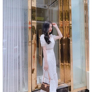 ĐẦM MIDI XÔ VIỀN REN ĐUÔI CÁ