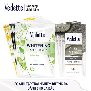 Bộ Sưu Tập Trải Nghiệm Dưỡng Da Vedette Dành Cho Da Dầu - MNTD Đam x2, MNTN Yuzu x2, MN Than Hoạt Tính x2, MNĐS Bùn x3