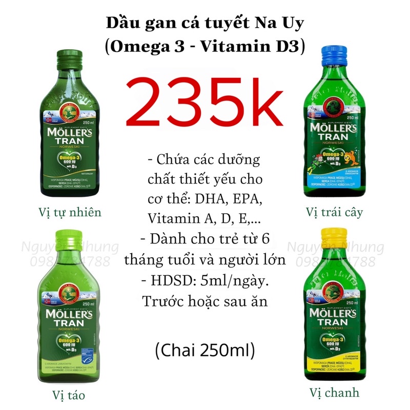 Dầu gan ca tuyết Na Uy Moller’s Tran [Bill PL]