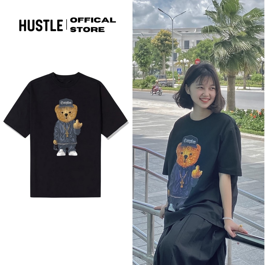 Áo thun nam nữ tay lỡ phông UNISEX form rộng  - &quot;Bad Bear&quot; - Chất liệu 100 cotton premium cao cấp full size - Hustle