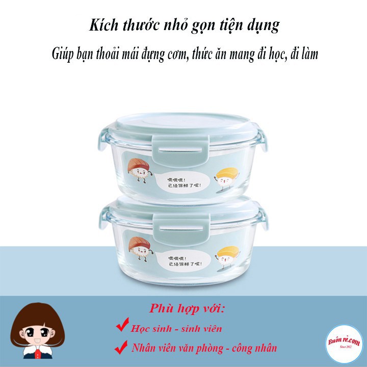 Combo 6 Hộp cơm thủy tinh tròn 400ml đựng thực phẩm cao cấp đa năng – Buôn rẻ.com 00996