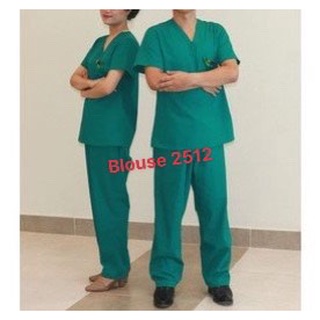 Bộ quần áo phẫu thuật màu xanh vải Thô cộc tay - Nam, Nữ