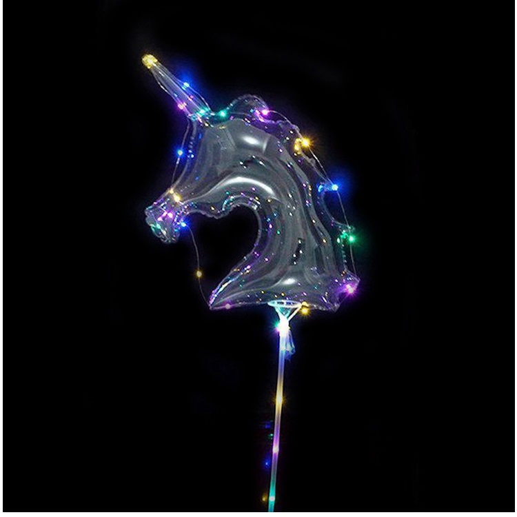 Bong bóng trong suốt 18 inch hình kỳ lân và trái tim dùng trang trí tiệc sinh nhật